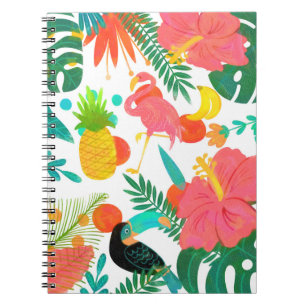 Tropische Sfeer Bloemige Bladeren Zomer Luau Notitieboek