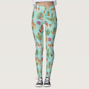 Tropische Shih Tzu-strandstemming Leggings