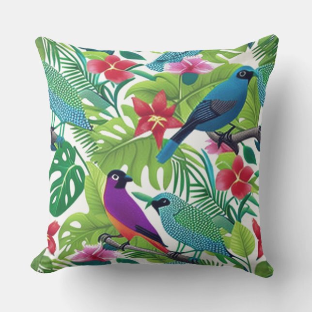 Tropische sierplanten met vogels kussen (Voorkant)