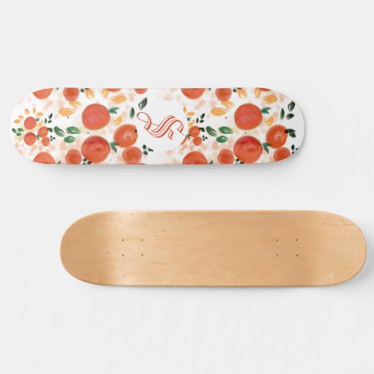 Tropische Sinaasappels en bladpatroon Skateboard (Horizontaal)