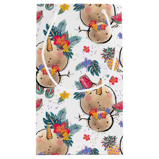 Tropische Snowman White kersttas Klein Cadeauzakje (Achterkant)