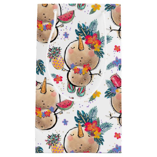 Tropische Snowman White kersttas Klein Cadeauzakje (Voorkant)