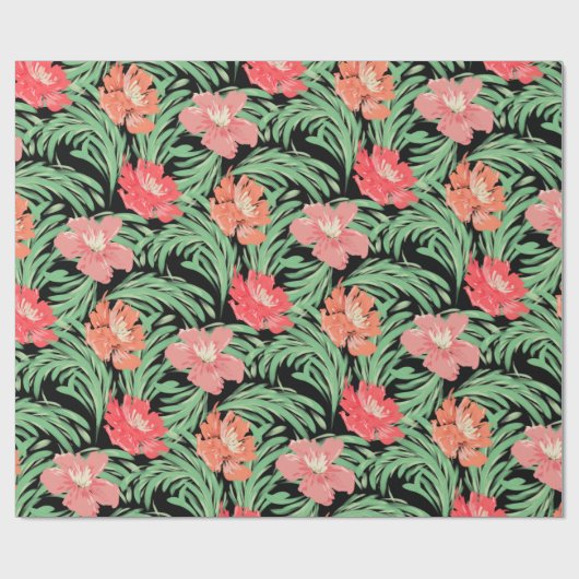 Tropische Soiree Waterverf Botanische Patroon Cadeaupapier (Vlak)