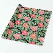 Tropische Soiree Waterverf Botanische Patroon Cadeaupapier (Uitgerold)