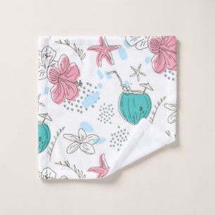 Tropische staarvis en kokosnoot, patroon washandje