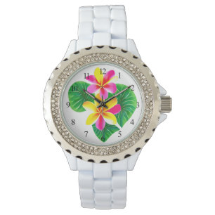 Tropische stekelstaartebloemen horloge