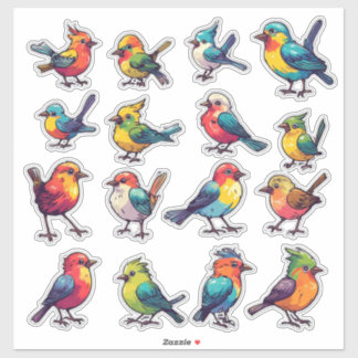 Tropische stijl kleurrijke vogel sticker set 🐦