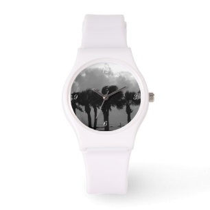Tropische storm Skies Grayscale Horloge
