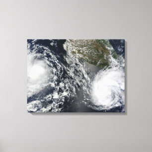 Tropische Stormen Blas en Celia Canvas Afdruk