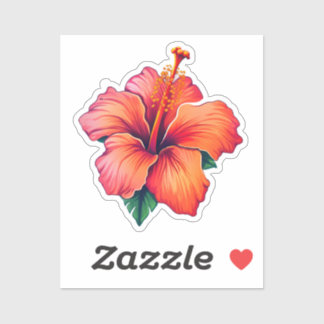 Tropische straling: vurige hibiscus sticker