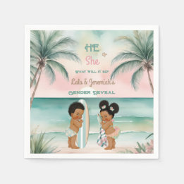 Tropische Strand Baby Geslacht Onthulling Blush Sa Servet