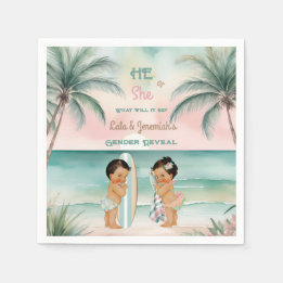 Tropische Strand Baby Geslacht Onthulling Blush Sa Servet