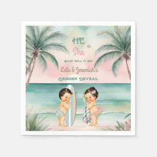 Tropische Strand Baby Geslacht Reveal Blush Sage Servet