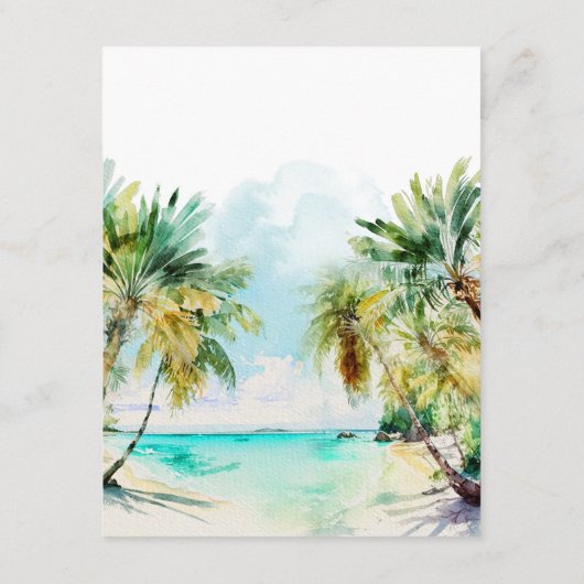 Tropische Strand Bestemming Bruiloft Details Informatiekaartje (Achterkant)