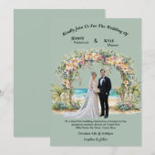 Tropische strand bestemmingshuwelijksuitnodiging save the date (Voorkant / Achterkant)