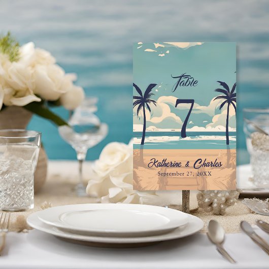 Tropische strand bruiloft kaart