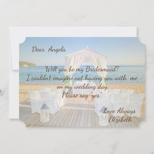 Tropische strand bruiloft prieel  bruidsmeisje kaa kaart (Achterkant)