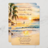 Tropische strand bruiloft Sjabloon Kaart (Voorkant / Achterkant)