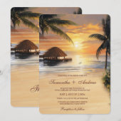 Tropische strand bruiloft Sjabloon Kaart (Voorkant / Achterkant)