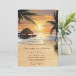 Tropische strand bruiloft Sjabloon Kaart