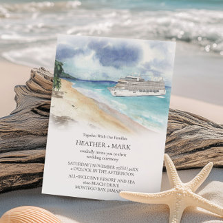Tropische strand cruise huwelijksuitnodiging kaart
