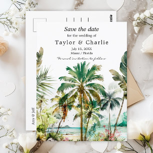 Tropische strand Destination Wedding Save the Date Briefkaart