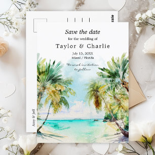 Tropische strand Destination Wedding Save the Date Briefkaart