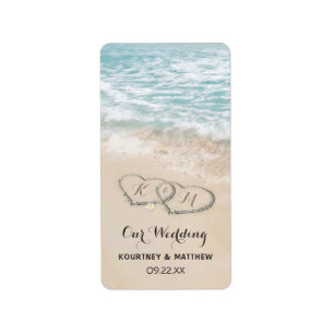 Tropische strand Heart Shore Wedding Labels