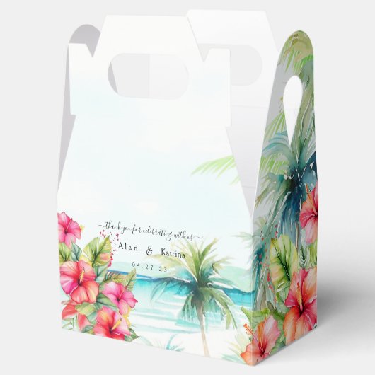 Tropische Strand Hibiscus Favor Doos Bedankdoosjes (Geopend)