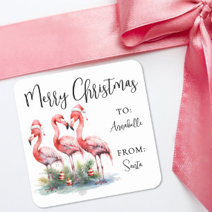 Tropische strand kerstcadeautag sticker
