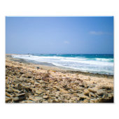 Tropische strand landschap kunst, rotsachtige stra foto afdruk (Voorkant)