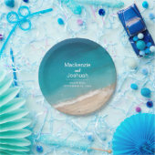 Tropische Strand Moody Turquoise Aangepaste Bruilo Papieren Bordje (Feest)