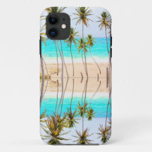 Tropische strand Ocean Palms met reflectie