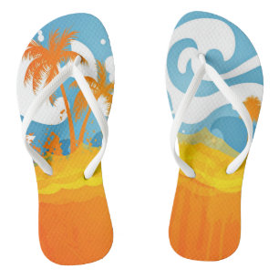 Tropische strand Ocean Waves Palms Abstract Teenslippers