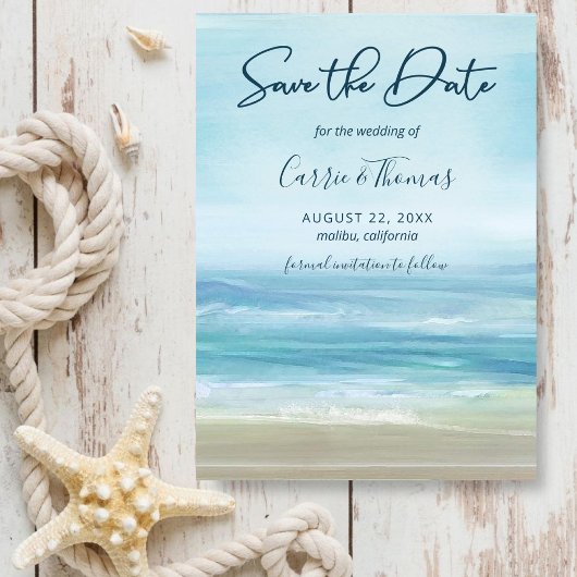Tropische strand Ocean Waves Waterverf Save The Date