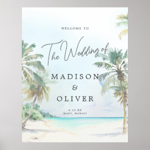 Tropische Strand Palm Bomen Bruiloft Welkomstbord Poster