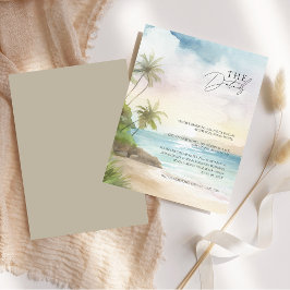 Tropische Strand Palm Trees Wedding Details Informatiekaartje
