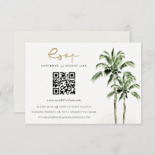 Tropische Strand Palm Trees Wedding QR Code RSVP Informatiekaartje