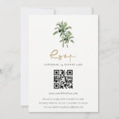 Tropische Strand Palm Trees Wedding QR Code RSVP Kaart (Achterkant)