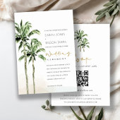 Tropische Strand Palm Trees Wedding QR Code RSVP Kaart