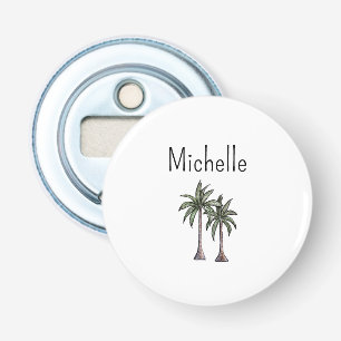 Tropische Strand Palmbomen Eenvoudige zomer Button Flesopener