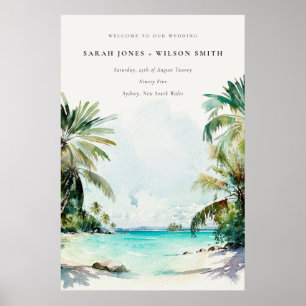 Tropische Strand Palmbomen Huwelijk Welkom Poster