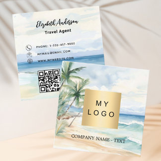 Tropische strand palmbomen logo QR code Vierkante Visitekaartje