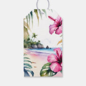 Tropische strand palmen bruiloft dank u gunst cadeaulabel (Achterkant)