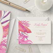 Tropische Strand Roze Huwelijk RSVP Kaartje