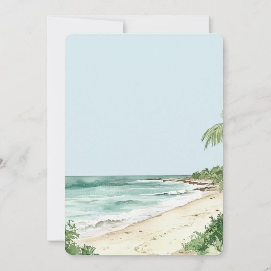 Tropische Strand Roze Orchidee Bloemen Huwelijk Kaart (Achterkant)