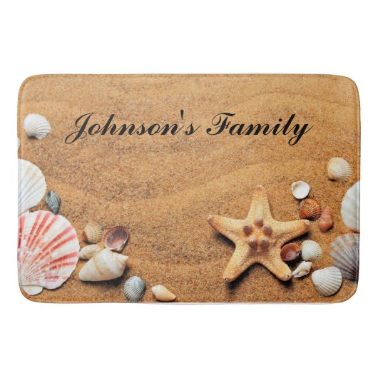 Tropische strand Sand Seashells Custom  Badmat (Voorkant)