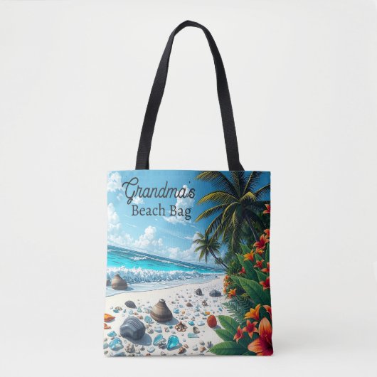  tropische strand scene kust gepersonaliseerd draagtas (Voorkant)