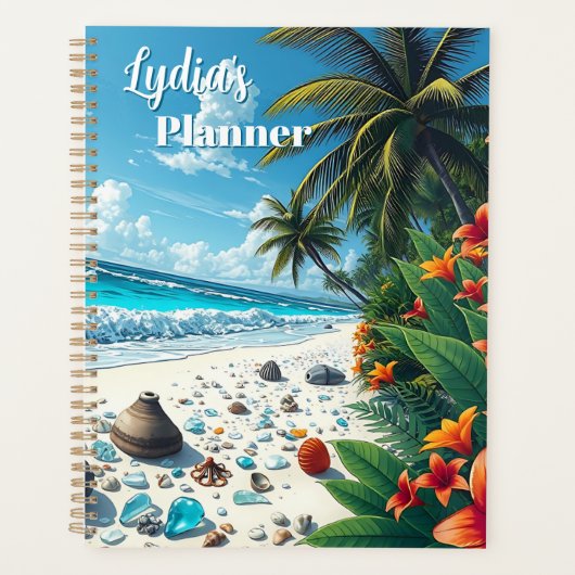 tropische strand scene kust gepersonaliseerd planner (Voorkant)
