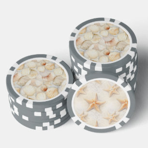 Tropische strand schelpen zeesterren poker chips